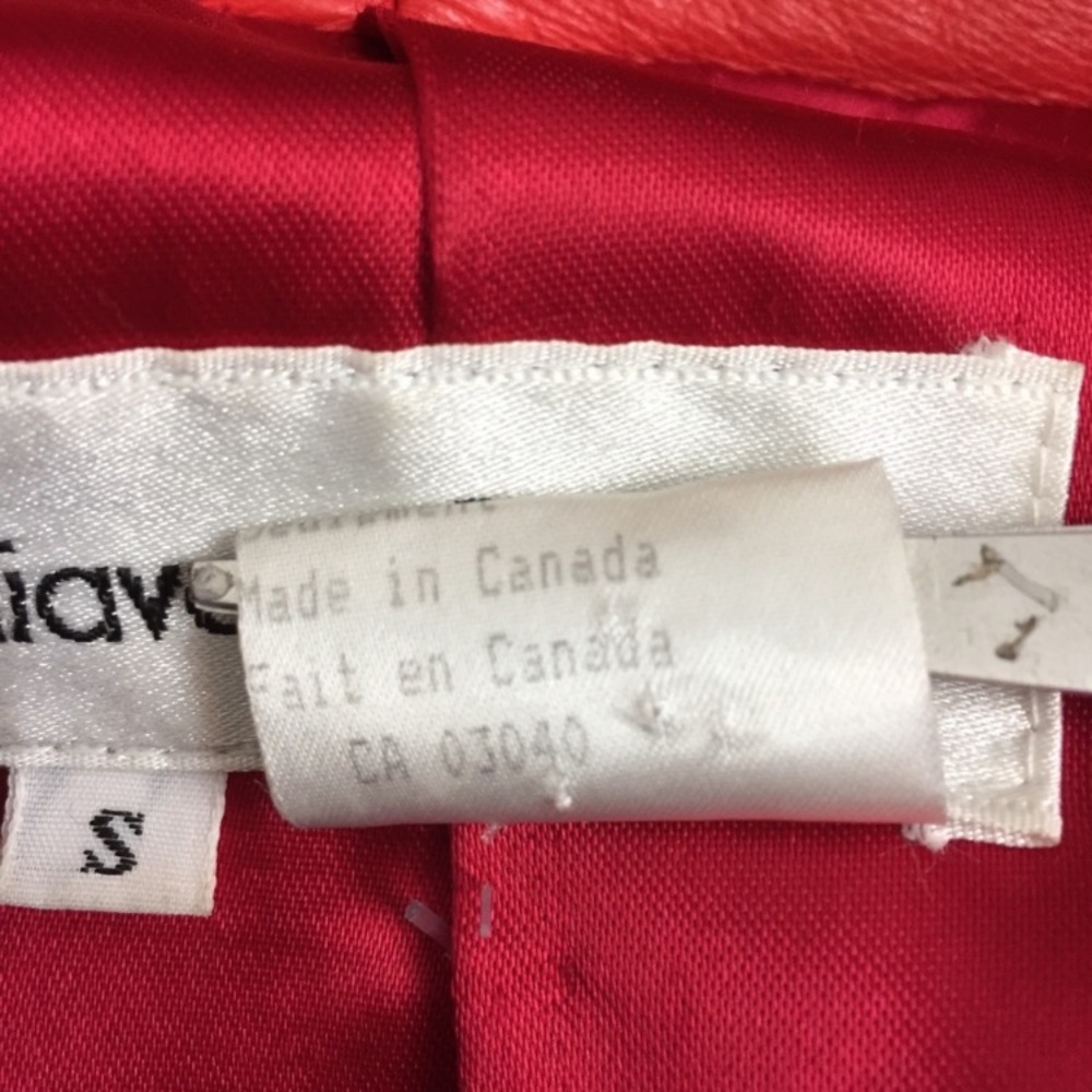 Vintage red leather jacket dolman sleeve 80s glam - Picture 5 of 8